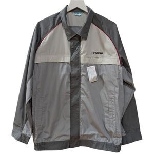 Vintage Hitachi Worker Uniform Jacket Lightweight Grey Zip Up NWT